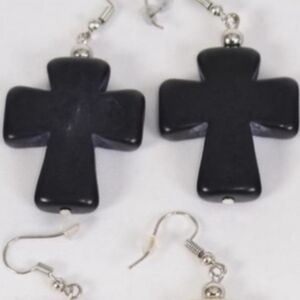 Cross Earrings Black Semiprecious Stone on ss earwires  Cute Chunky Cross
